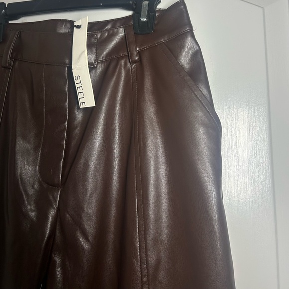 Steele Brown Faux Leather Pants size small NWT - Picture 6 of 11